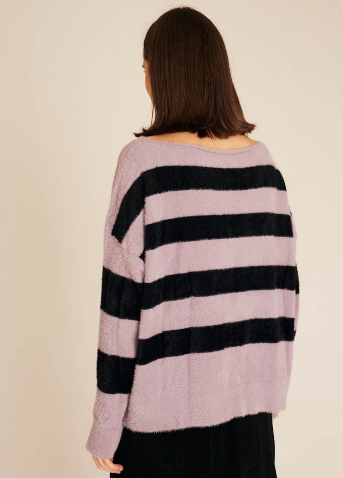 STRIPED BLACK AND LILAC...
