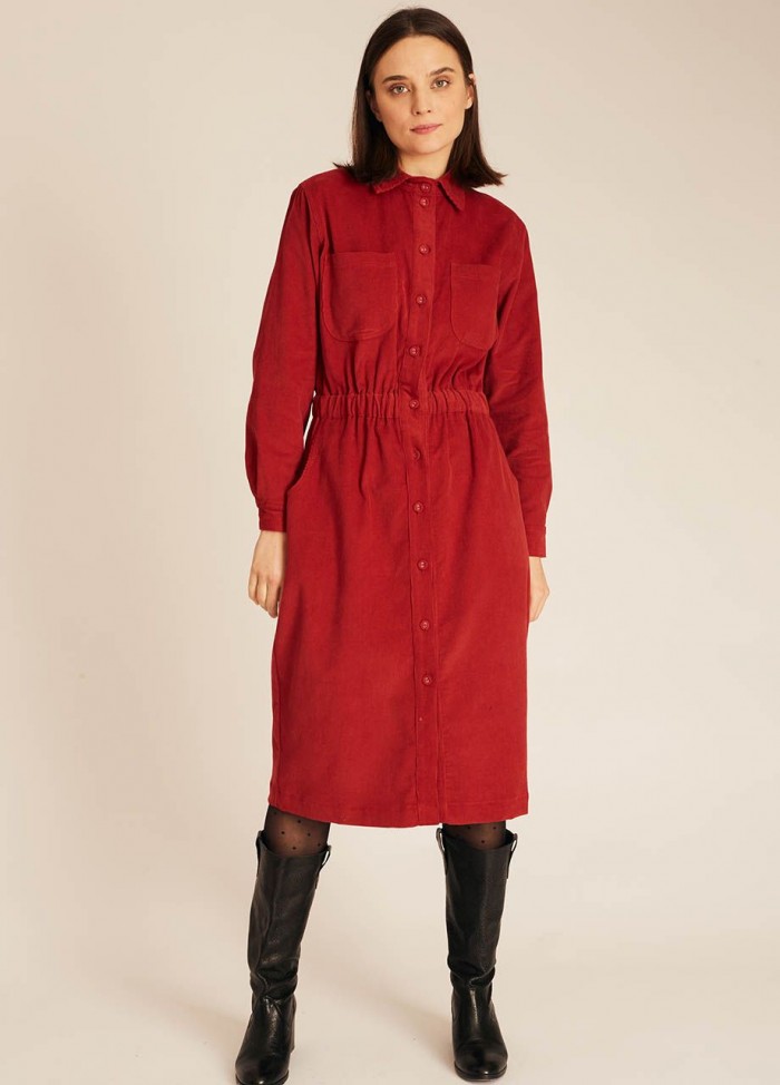 THIN CORDUROY DRESS RED