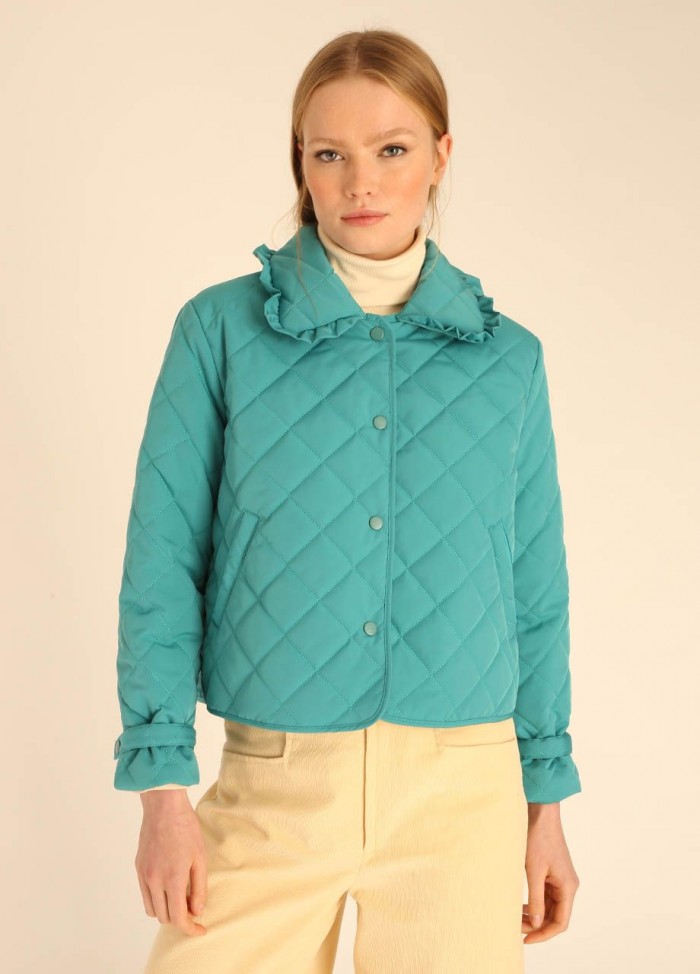 QUILTED CROP JACKET GREEN
