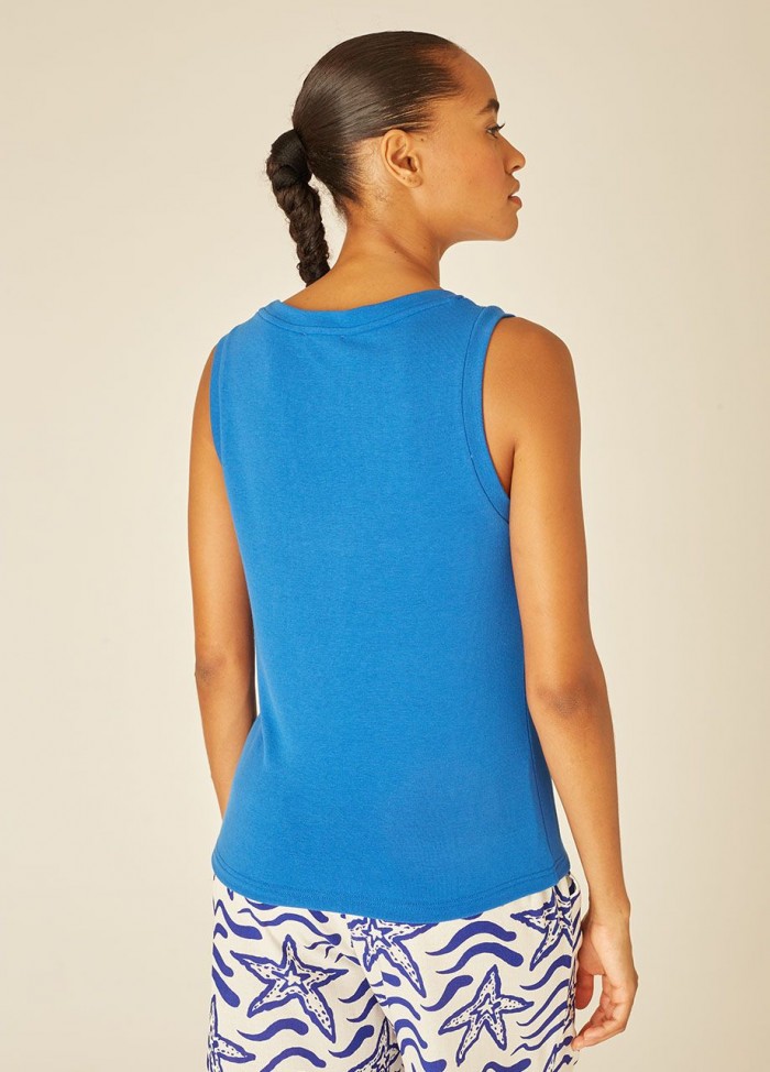 KNITTED TANK TOP BLUE
