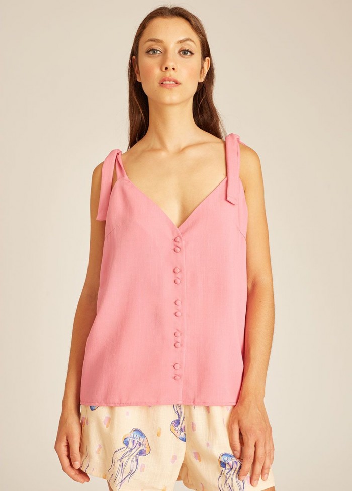 LACE UP TOP PINK