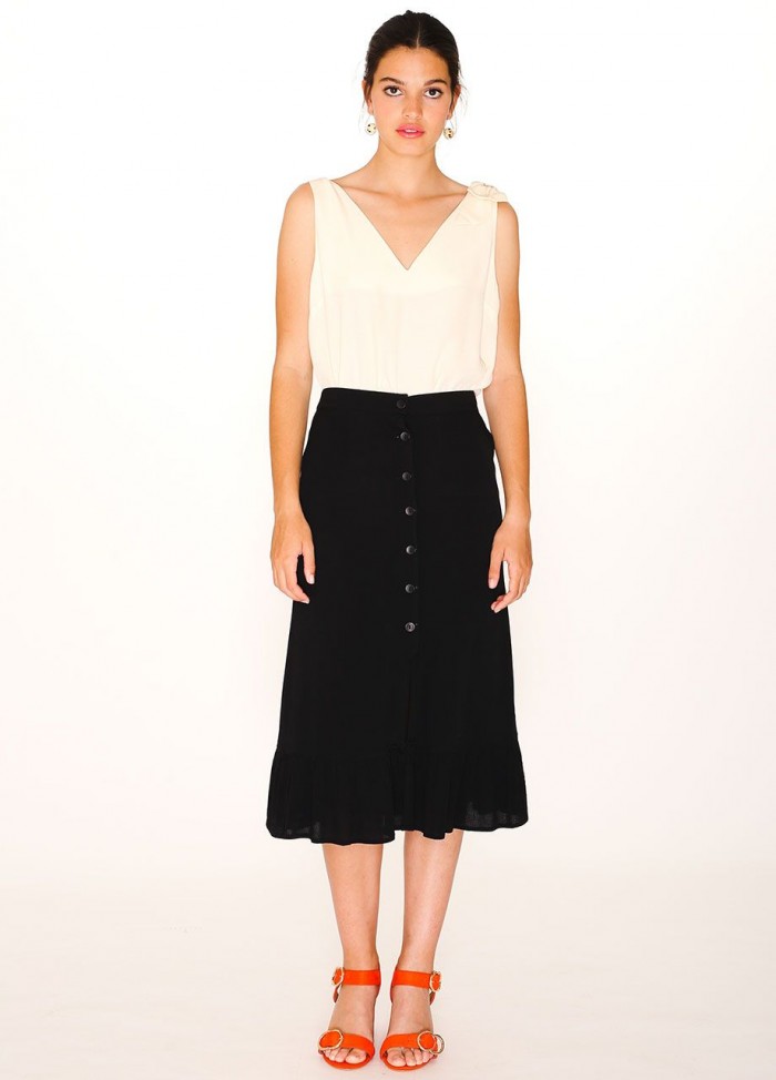SKIRT WITH FRILL BLACK