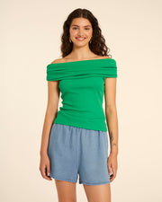 TOP CUELLO BARDOT VERDE