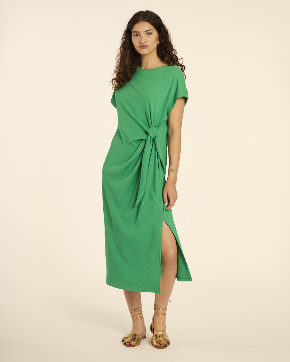 VESTIDO CANALE ANUDADO VERDE