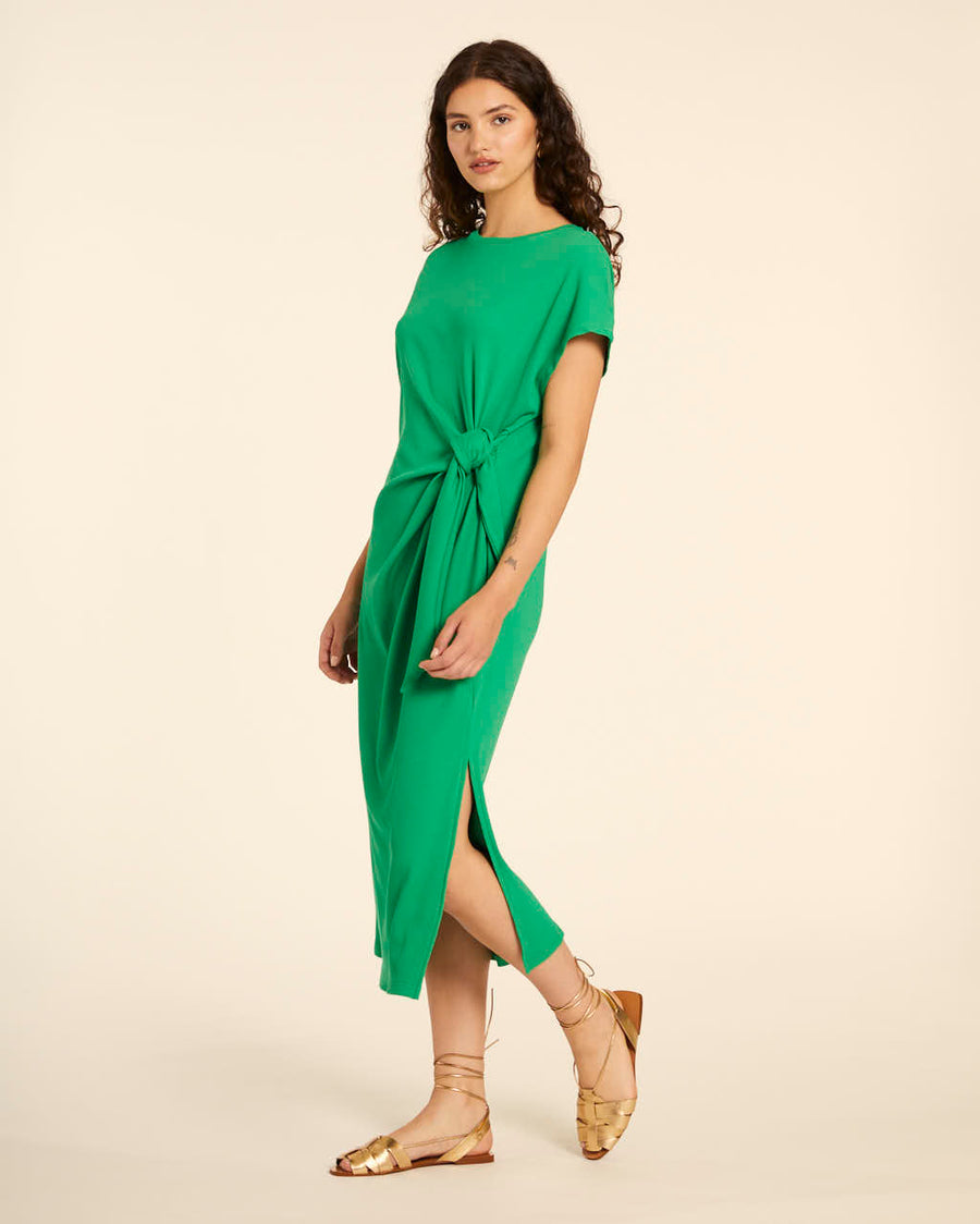 VESTIDO CANALE ANUDADO VERDE