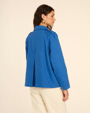 TRENCH CORTO CANVAS AZUL