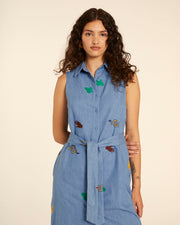 VESTIDO CAMISERO DENIM CON BORDADO