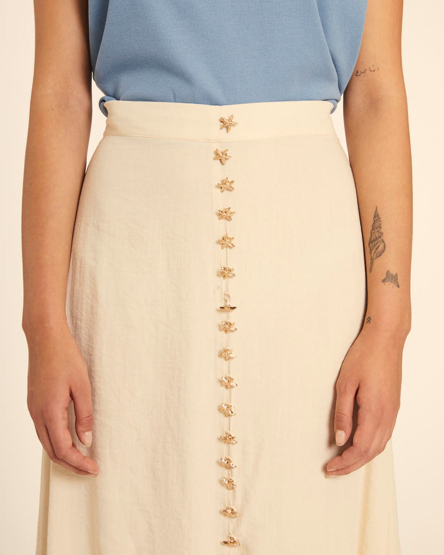 FALDA MIDI ABOTONADA CREMA