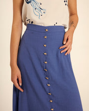 FALDA MIDI ABOTONADA AZUL