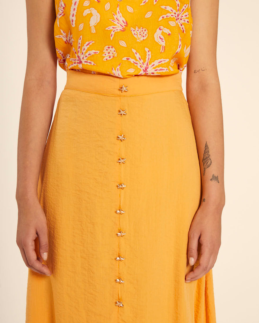 FALDA MIDI ABOTONADA AMARILLO