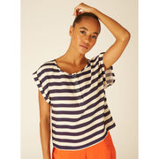 BLUSA A RIGHE BLU MARINO