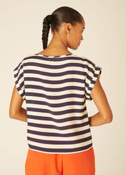 BLUSA A RIGHE BLU MARINO