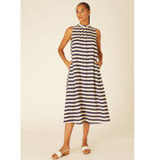 NAVY STRIPES LONG DRESS