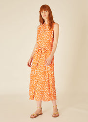 CORAL BRUSH LONG DRESS