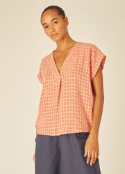 SQUARES BLOUSE RED