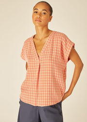 SQUARES BLOUSE RED