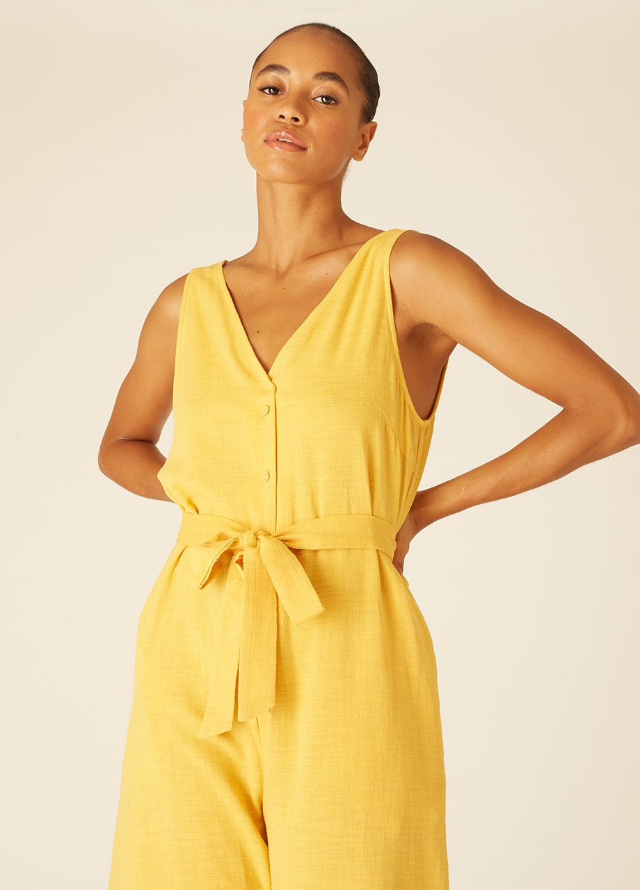 LINEN PLAYSUIT YELLOW