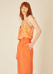 LINEN ORANGE SHORTS