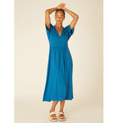 V-NECK DRESS BLUE