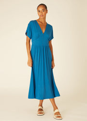 V-NECK DRESS BLUE