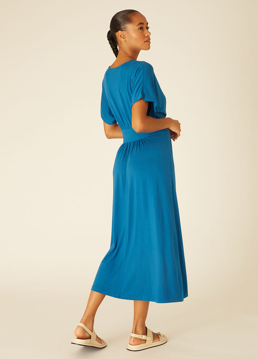 V-NECK DRESS BLUE