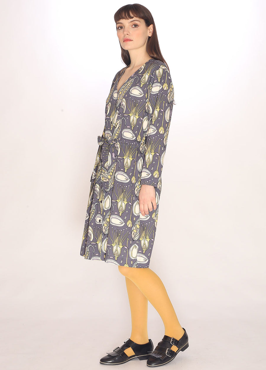 110133_SEEDS PRINT V-NECK DRESS