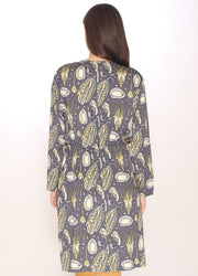 110133_SEEDS PRINT V-NECK DRESS