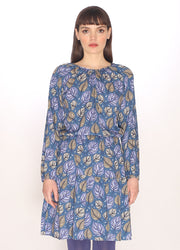 110136_LEAVES PRINTED FRILL DRESS