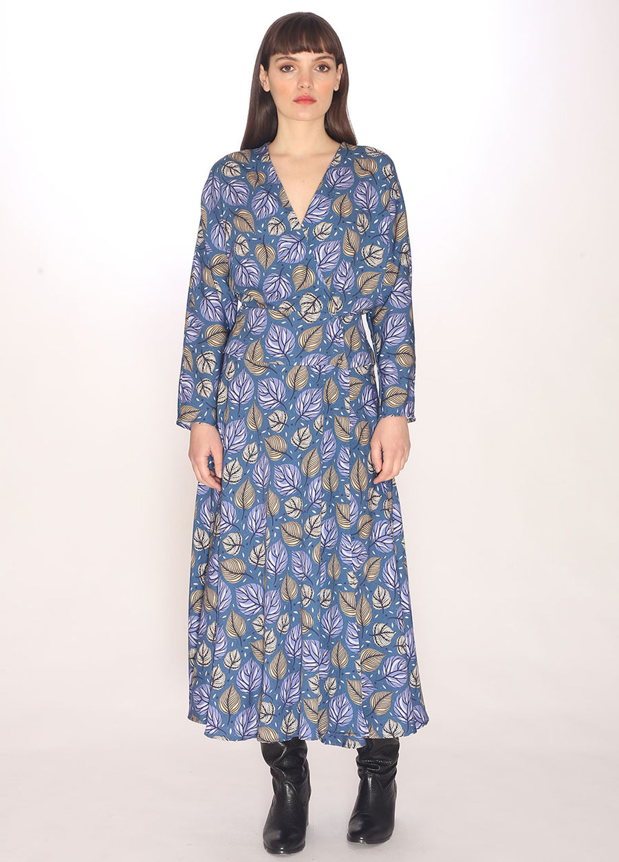 110137_LEAVES PRINTED LONG DRESS