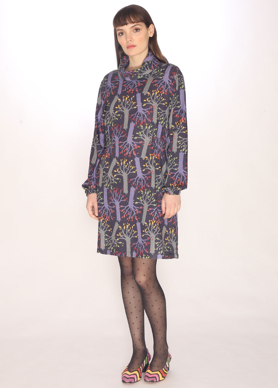 110146_TREES POLO NECK DRESS