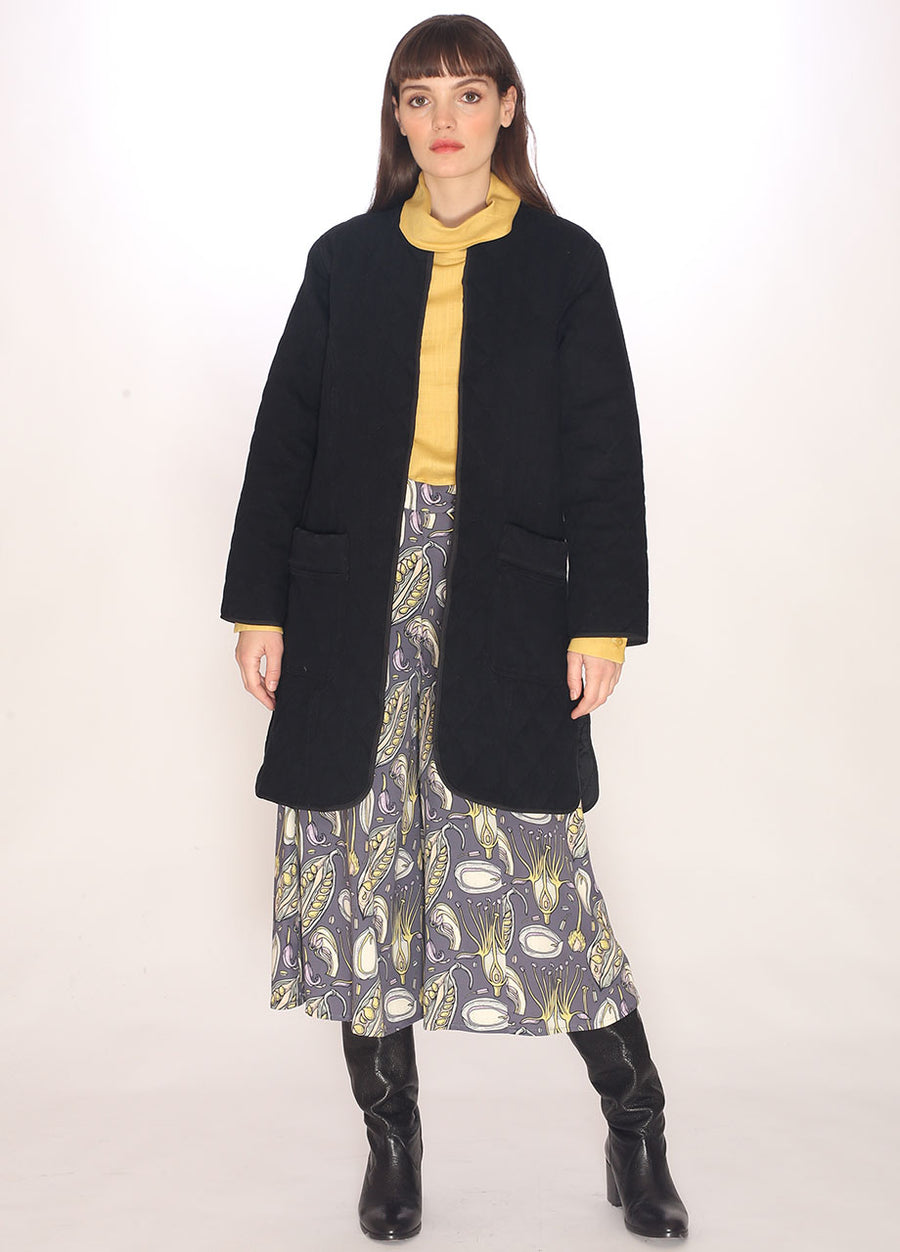 110158_CANVAS QUILTED COAT BLACK