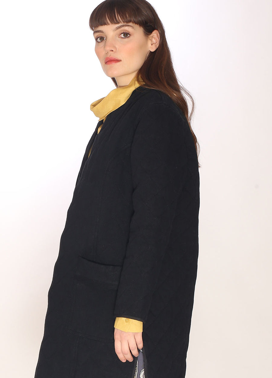 110158_CANVAS QUILTED COAT BLACK