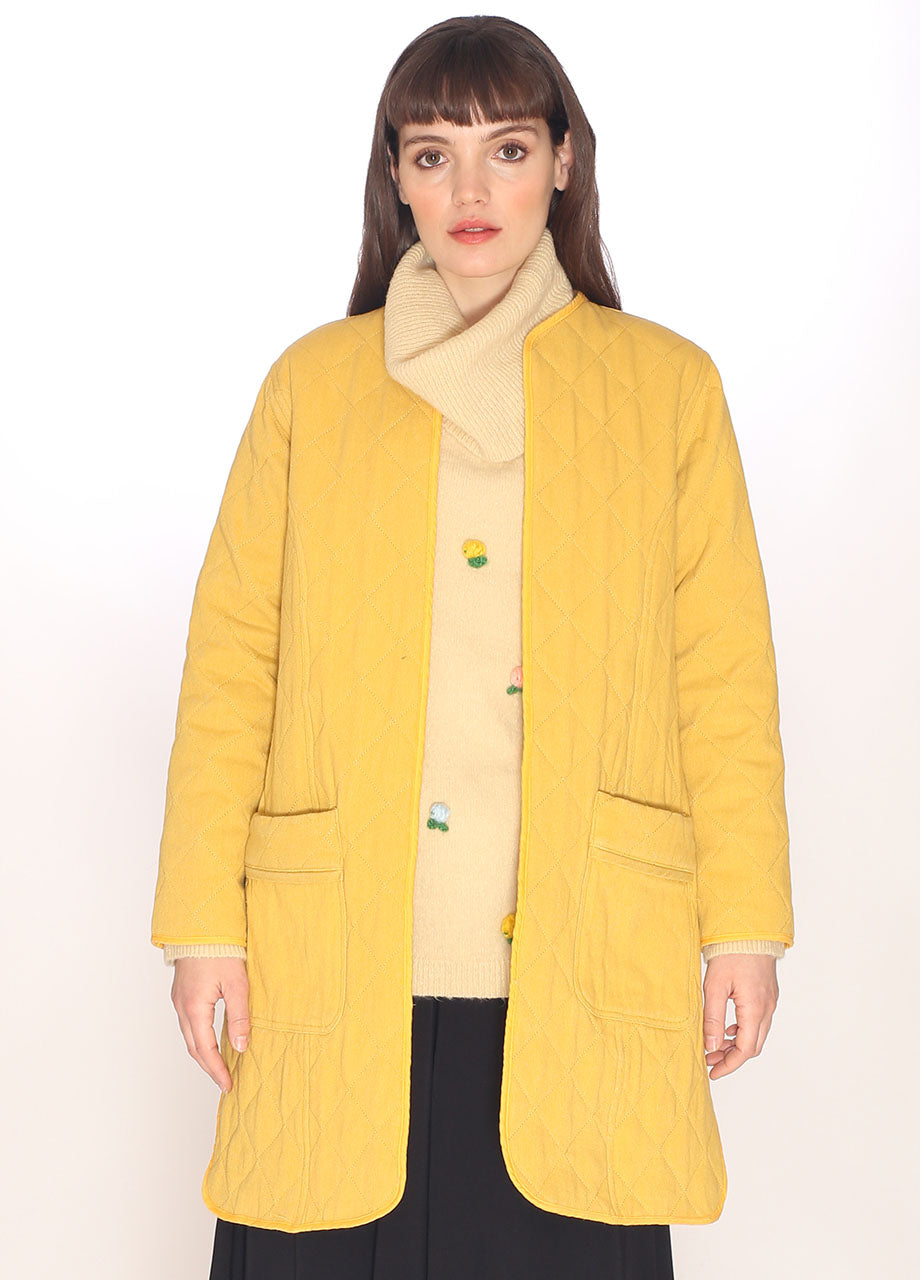 110159_CANVAS QUILTED COAT YELLOW