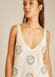 SUN EMBROIDERY TRICOT TOP OFFWHITE