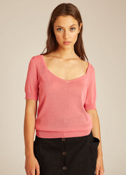 PENTAGON NECK SWEATER FUCSIA