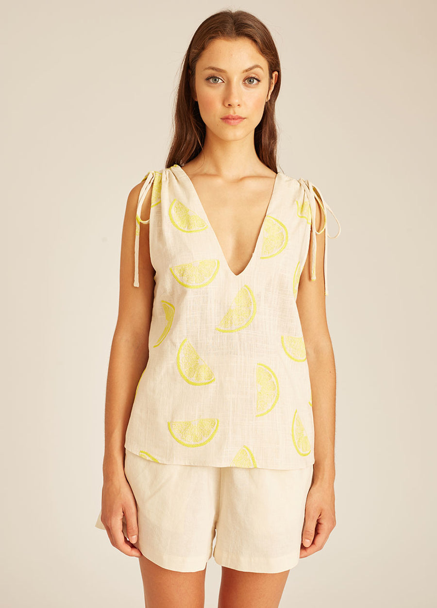 LEMON EMB TOP