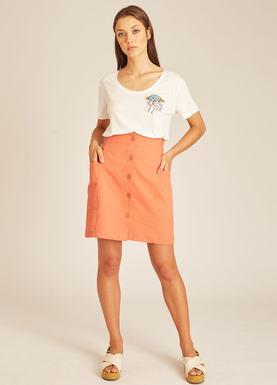 CANVAS SKIRT CORAL