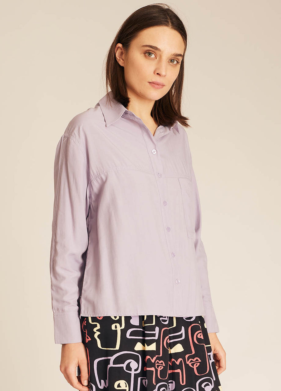 POCKETS SILKY SHIRT LILAC