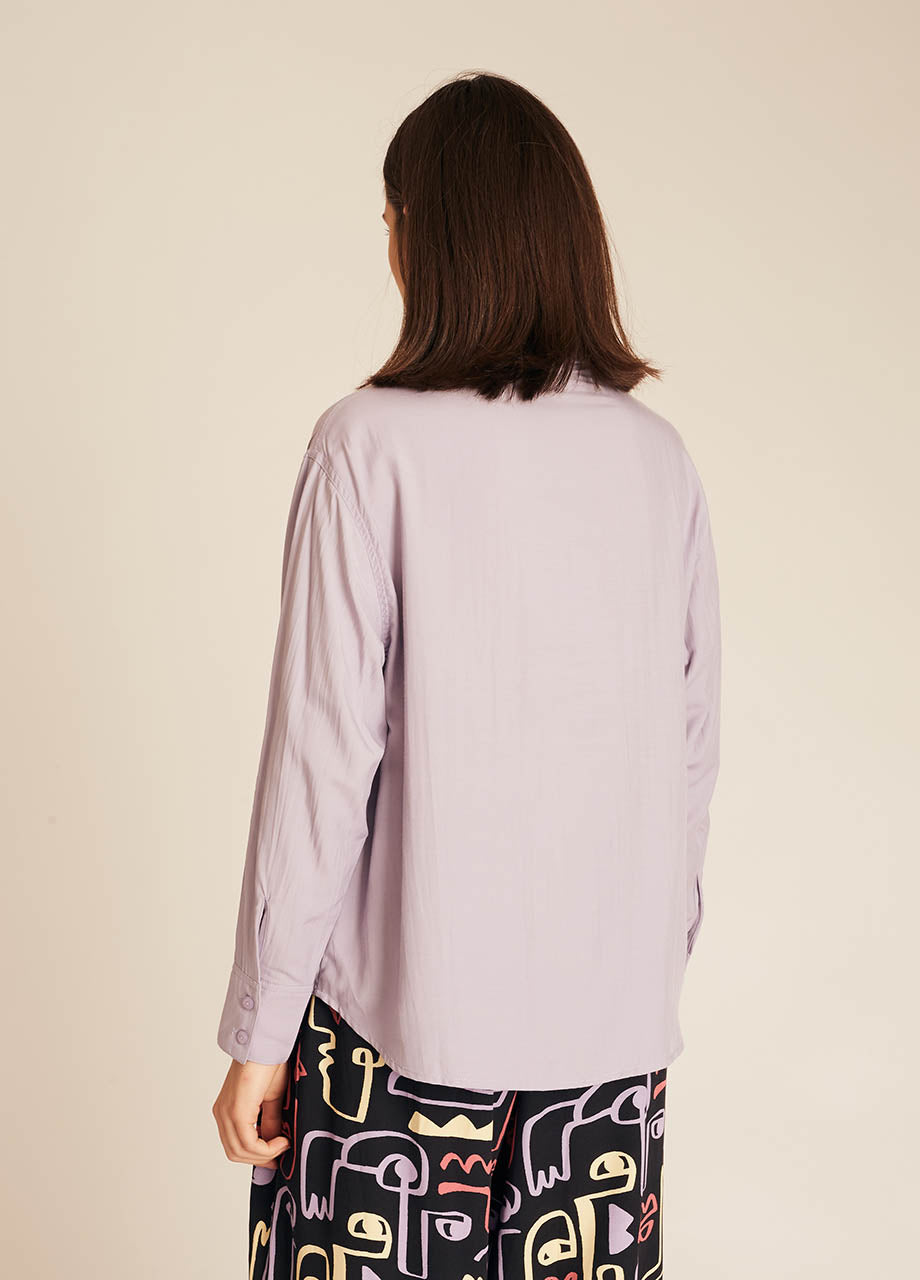 POCKETS SILKY SHIRT LILAC