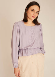 FRILL SILKY SHIRT LILAC