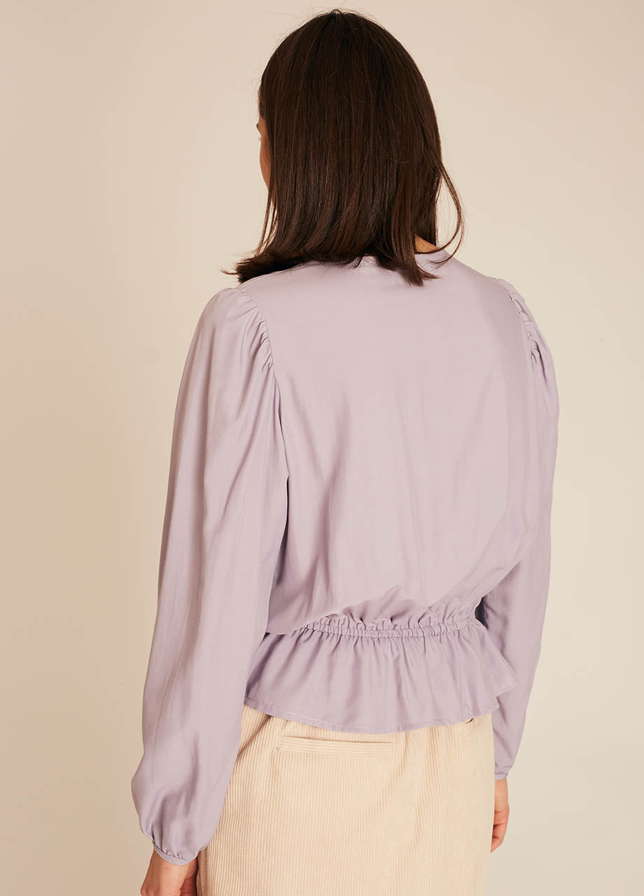 FRILL SILKY SHIRT LILAC