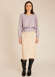 FRILL SILKY SHIRT LILAC