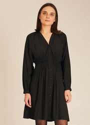 PUCKER SILKY DRESS BLACK