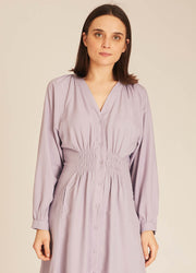 PUCKER SILKY DRESS LILAC