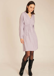 PUCKER SILKY DRESS LILAC