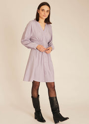 PUCKER SILKY DRESS LILAC