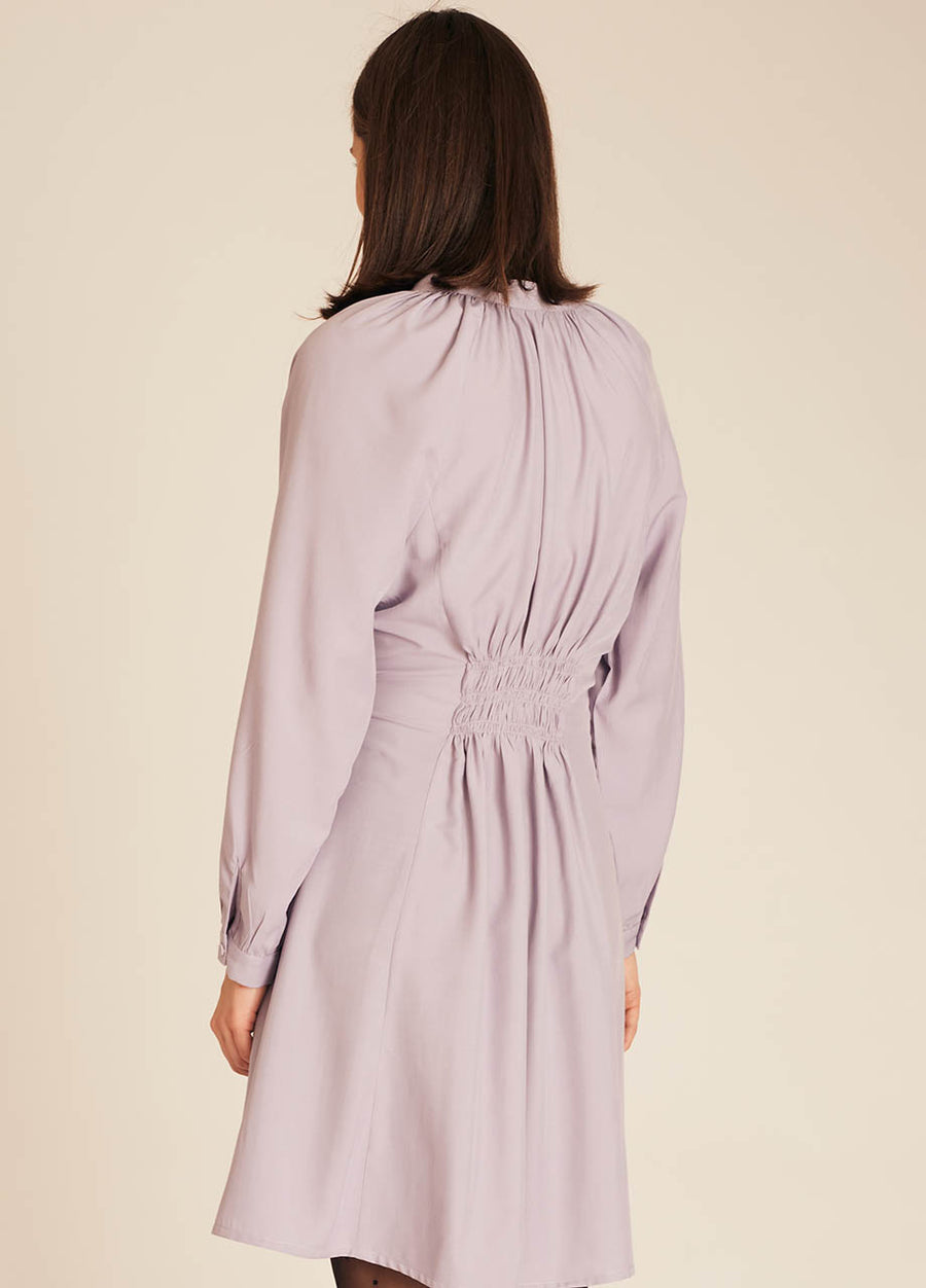 PUCKER SILKY DRESS LILAC