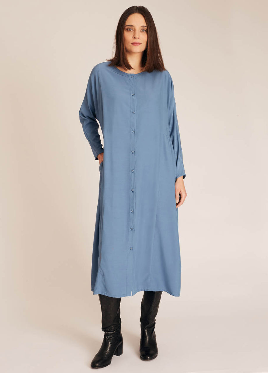 WIDE LONG DRESS BLUE