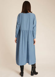 WIDE LONG DRESS BLUE