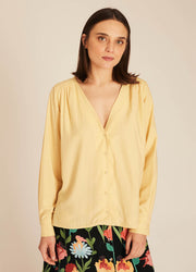 VNECK SILKY SHIRT YELLOW